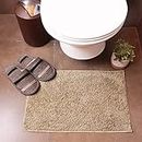 Flooring India co Bath Mat Doormats Microfiber 1600 GSM Bathroom Anti Skid Water Absorbent Easy Machine Washable Quick Drying Boston for Entrance (38X58 cm, Beige, Pack of 2)