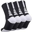 Basketball Socks Outdoor Athletic Crew Socks Thick Compression Long Running Sports Socks for Men & Women 4 Pack