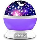 MOKOQI Star Projector Night Lights for Kids, Birthday Gifts for 1-4-6-14 Year Old Girl and Boy, Projection Lamp for Kids Bedroom, Glow in The Dark Stars and Moon for Child Asleep Peacefully- Purple