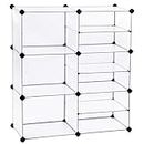 SONGMICS Cube Storage Organizer, Interlocking Plastic Cubes with Divider Design, Modular Cabinet, Bookcase for Closet Bedroom Kid's Room, Includes Rubber Mallet, 32.7 inches L x 12.6 inches W x 36.6 inches H White ULPC36W