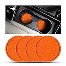 CGEAMDY 4 Pack Car Cup Holder Coasters, 7cm Anti-Slip Silicone Auto Insert Cup Coaster, Non-Slip Vehicle Cup Mats for Women and Men, Interior Accessories Universal for Most Cars Trucks(Orange)