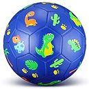 HyDren Size 3 Dinosaur Soccer Ball for Kids with Pump Outdoor Indoor Sport Cartoon Soccer Toys Cute Cool Machine Stitched Soccer for Boys Girls Toddlers Game Practice Back to School (Blue Dinosaur)