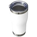 HASLE OUTFITTERS 20 oz Tumbler Bulk, Stainless Steel Tumblers with Lid, Vacuum Insulated Tumbler, Double Wall Powder Coated Cup, coffee mugs, White, 1 Pack