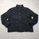 Mens AEO American Eagle Black Flannel Lined Mock Neck Utility Military Jacket L