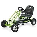 Hauck Lightning Pedal Go Kart, Green - Kids Go Kart with Rubber Wheels, for Children 4-8 Years, Up to 50 kg, Handbrake, Three Position Adjustable Seat