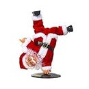 Amosfun Cantando Dancing Santa Claus Eléctrico funciona con pilas Rojo Santa Navidad Figurita Calle Danza Handstand Canto Juguete Musical Santa Regalo Decoración 1 unids