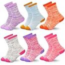Girls Socks, Mid Calf Crew Socks 5 Pairs for Active Girls Boys Toddler Children Kids 7-10 Years Old