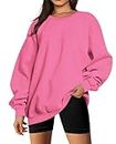 wkwmrpet Women's Oversized Sweatshirt Crew Neck Long Sleeve Shirts Pullover Long Sleeve Tops Hot Pink