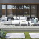 Modway Harmony 5 Piece Outdoor Patio Aluminum Sectional Sofa Set Synthetic Wicker/All - Weather Wicker/Wicker/Rattan in White | Wayfair