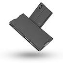RADOO Sony Xperia XA1 Plus Hülle, Premium PU Leder Handyhülle Brieftasche-Stil Magnetisch Folio Flip Klapphülle Etui Brieftasche Hülle Schutzhülle Case Cover für Sony Xperia XA1 Plus (Schwarz grau)