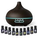 NanoMin Aroma Diffuser Set, Portable Diffuser 550ML Ultrasonic Cool Mist Humidifiers for Bedroom, Auto-Off Safety Switch, 4 Timer Setting, 7 Colors LED Lights