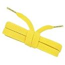 Loop King Shoe Laces- Premium Flat Cotton Laces for Sneakers with Durable Plastic Tips - Perfect for Athletic Adults and Kid, Gold/Yellow + Clear Plastic Tips, 150cm