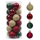 Valery Madelyn Christmas Tree Ornaments for Christmas Decorations, 24ct 1.57" Shatterproof Christmas Ball Ornaments Set, Decorative Hanging Ornament Bulk for Xmas Holiday Party Decor