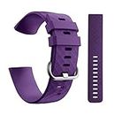 CellFAther Silicone Bands Compatible with Fitbit Charge 4/Charge 3 & SE, Waterproof Strap Fitness Sport Wristband for Women & Men, (Large 180-221 MM) (Purple) (Watch Not Included)