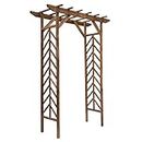 Outsunny 79" Wooden Garden Trellis, Countryside Arched Arbour with Pergola Style Roof for Climbing Vines for Ceremony Party Weddings