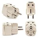 OREI India Europe Adapter (Schuko) Plug - Type E/F India to Europe Adapter - 2 in 1 - Perfect for Laptop, Camera Charger and More - CE, RoHS - 4 Pack - Beige - 5 Years Warranty