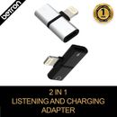 For Apple iPhone iPad iPod Adapter 2 in 1 Charger Listen to Headphones Dual Use