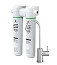 GE Dual Stage Under Sink Water Filtration System with Faucet | Reduces Lead, Chlorine & More | Easy Install | Twist & Lock Design | Replace Filters (FQK2J) Every 6 Months | GXK255TBN