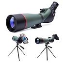HINISO Spotting Scope 20-60x80 HD with Single Focus,Phone Holder,Tripod Stand & Carry Bag BAK4 Prism, Fog & Waterproof High Power Telescope for Long Distance, Bird Watching, Stargazing,Target Shooting