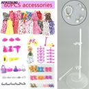 60items/set Dolls Accessories For Barbie Doll Shoes & Dress Necklace Earring