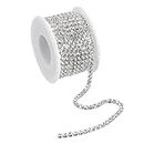 uxcell 5.5 Yards Crystal Rhinestone Chain, 4mm Sew on Close Claw Chain Trim for DIY Jewelry, Clothing, Bags, Shoe Decoration, Silver Bottom, White