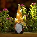 pearlstar Garden Gnome Statues Bee Solar Light 10.2" Tall Large Resin Figurine Outdoor Funny Home Yard Patio Decoration Fall Thanksgiving Gift