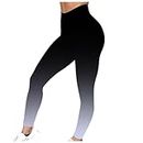 Leggings for Women Uk Sale Clearance, Yoga Slim Fashion Gradient Fitness Workout Skinny Stretchy Opaque High Waist Casual Breathable Tights Tummy Control Buttery Soft Capris Trouser Pants