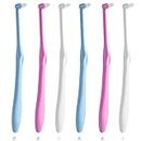 6 Pcs Tufted Toothbrush Interspace Brush End-tuft Tapered Toothbrush Soft Trim Toothbrush Wisdom Gap Toothbrush for Orthodontic Braces Bridges Line and Detail Cleaning