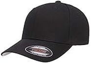 Flexfit Unisex Adults Cotton Twill Fitted Cap Hat, Black, Large-X-Large US