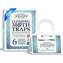 Dr. Killigan's Premium Clothing Moth Traps with Pheromones Prime | Clothes Moth Trap with Lure for Closets & Carpet | Moth Treatment & Prevention | Case Making & Web Spinning (White, 6 traps)