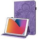 GLANDOTU New Kindle Fire HD 8 & 8 Plus Tablet (12th/10th Gen, 2022/2020) 8" Tablet Case lightweight Folio Flip Wallet Embossed PU Leather Cover with fold Stand Function for Fire HD 8 Case- Purple