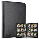 Premium Zipper Trading Card Binder Compatible with Pokemon Card and Sport Card, 9 Pocket 540 Side-Loading Slots Card Album Holder, Ringless Game Trading Card Protective Organize Folder, BLACK