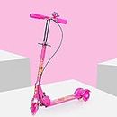 Oumffy Road Runner Kick Scooter for Kids Ages 3-14 Years Old Boy Girl with 3 Wheel LED Lights, Adjustable Handlebar & Foldable Design & Lean-to-Steer, Max User weight-50 kgs Kick Scooter (Pink)