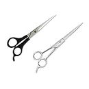 ClubBeauty Professional Salon Barber Hairdressing/Hair Cutting Styling Steel Scissors For Salon, Parlor And Home Use, Back And Silver (Pack of 2)
