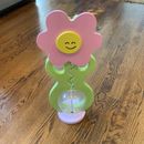 Vtg Big Belly Coin Bank Pink Flower Power Smiley Face 90s 24”