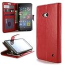 CoverON® for Microsoft Lumia 640 Wallet Case [Carryall Executive Series] Synthetic Leather Flip Credit Card Phone Cover Pouch - Red - & Clear LCD Screen Protector
