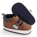 Meckior Infant Baby Boys Girls High Top Ankle Sneakers Toddler Non Slip Soft Sole Walking Shoes Newborn PU Leather Casual Moccasins Prewalkers Crib Shoe First Walkers Shoes 12-18 Months