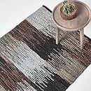 Homescapes Teppich aus 100% recyceltem Leder, Cutshuttle-Lederteppich 150 x 240 cm, schwarz-braun-grau