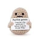 Mini Funny Knitted Wool Potato Toy with Positive Card - Creative Cute Crochet Doll Cheer Up Gift for Friends, Parties, Christmas Decoration and Encouragement