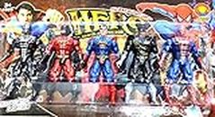 SharvilSons Super Heros Action Figures Set with LED Light on Chest & All Movable Joints Set (Size-Medium 17Cms Height) (5 in 1 Blister Blk)