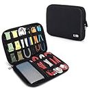 BUBM Electronic Organizer, Travel Cable Organizer Electronic Accessories Storage Case, Travel Gadget Bag for Cable, USB Flash Drive, Charger(Medium, Black)