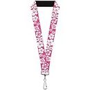 Buckle Down Women's Lanyard-1.0"-Hibiscus Neon Pink/White Key Chain, Multi, One Size