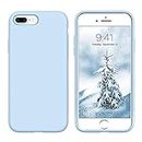 DUEDUE iPhone 7 Plus Cases,iPhone 8 Plus Case,Liquid Silicone Slim Cover with Microfiber Cloth Lining Cushion Shockproof Full Body Protective Case for iPhone 8 Plus/7 Plus, Light Blue