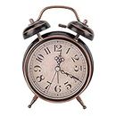 Twin Bell Alarm Clock, Retro Non Ticking Battery Operated Desk Clock with Night Light Classical Wake Up Clock for Heavy Sleepers Bedroom Kitchen Home Office Decoration