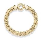 Miabella Italian 18K Gold Over Sterling Silver 9mm Classic Byzantine Link Chain Bracelet for Women, 925 Handmade in Italy (8.0 Inches)
