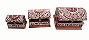 Primium quality Home D�cor handicrafts Decorative Arts & Crafts Meenakari Art Work Wooden Round Jewellery Box(Set 3)