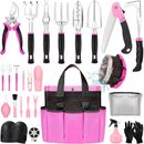 Pink Garden Tool Set Gardening Gifts for Women - 24PCS Heavy Duty Garden Tools