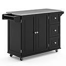 Liberty Black Kitchen Cart with Stainless Steel Top by Home Styles