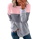 AMhomely Sweatshirts for Women Fall Tops Funny Letter Clothes Long Sleeve Shirts Casual Crew Neck Pullover Sweatshirt, 04 Pink, XXL (recommend 1-2 size up)
