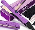 Hair Straightener, Portable 2-in-1 Flat Iron Hair Straightener and Curler, Professional Flat Iron Curling Iron in One All Hairstyles,15s Fast Heating, Adjustable Temp, Gift for Girls Women Purple